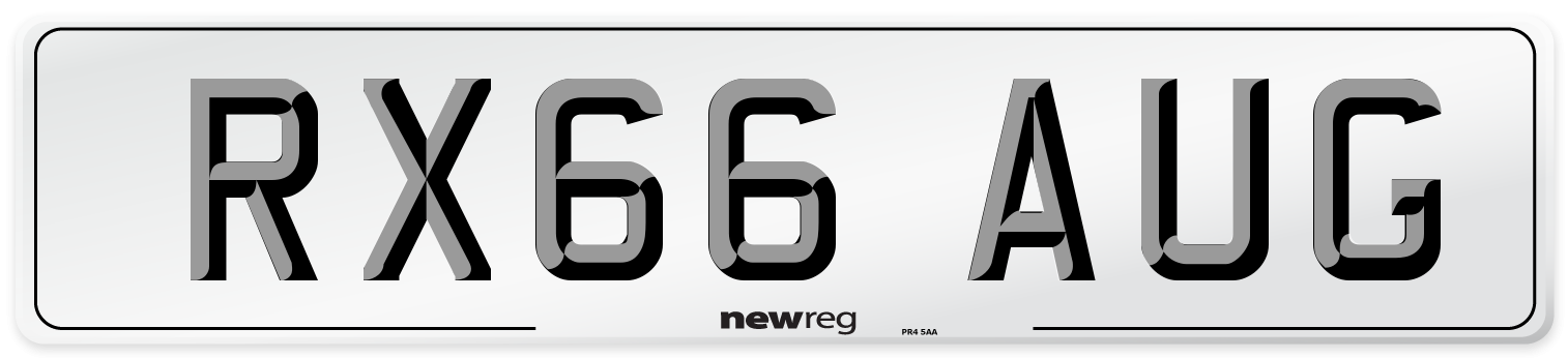 RX66 AUG Number Plate from New Reg